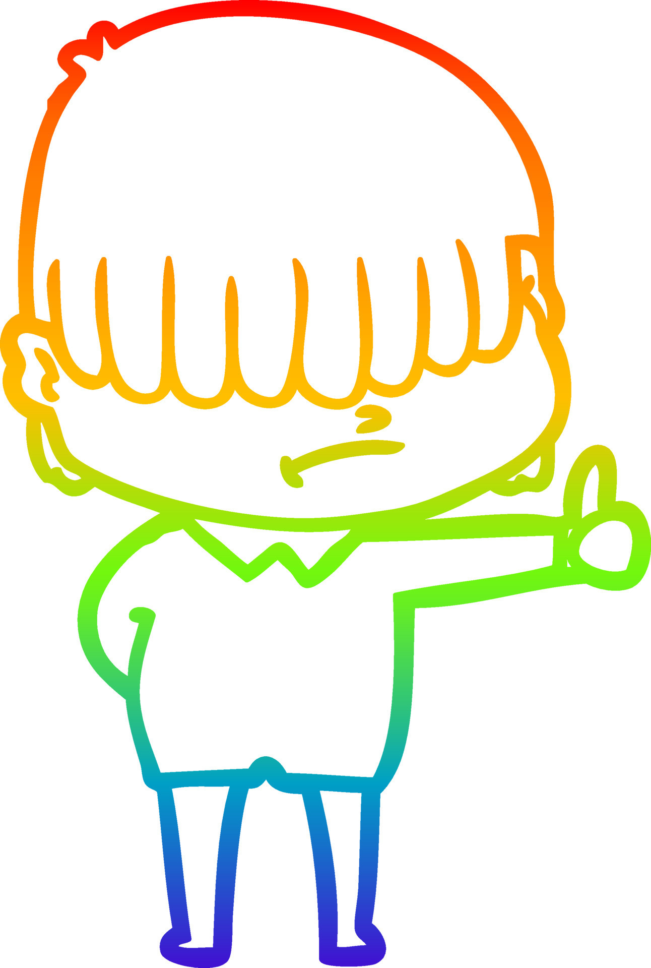 rainbow gradient line drawing cartoon boy with untidy hair 10064914 Vector  Art at Vecteezy