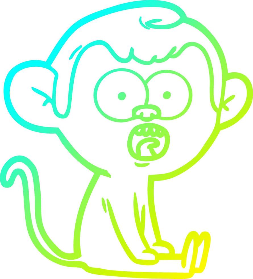 cold gradient line drawing cartoon shocked monkey vector