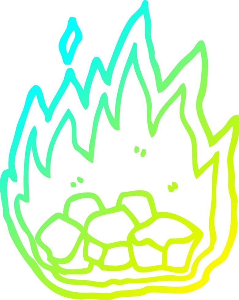 cold gradient line drawing cartoon spooky burning halloween coals vector