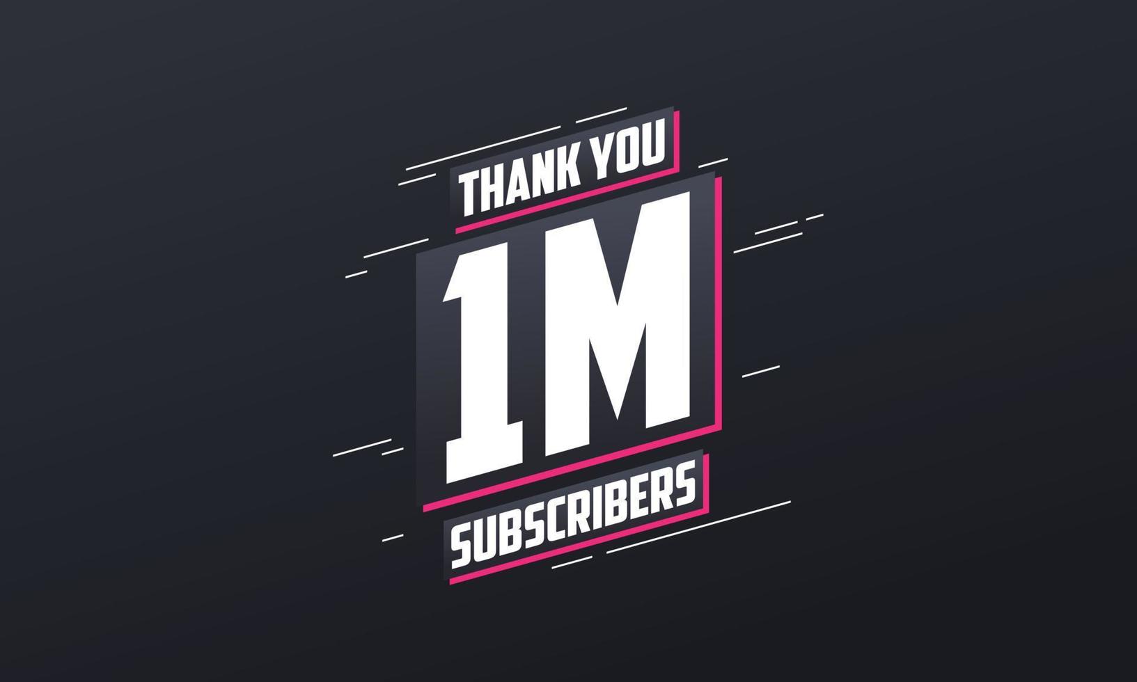 Thank you 1000000 subscribers 1m subscribers celebration. vector