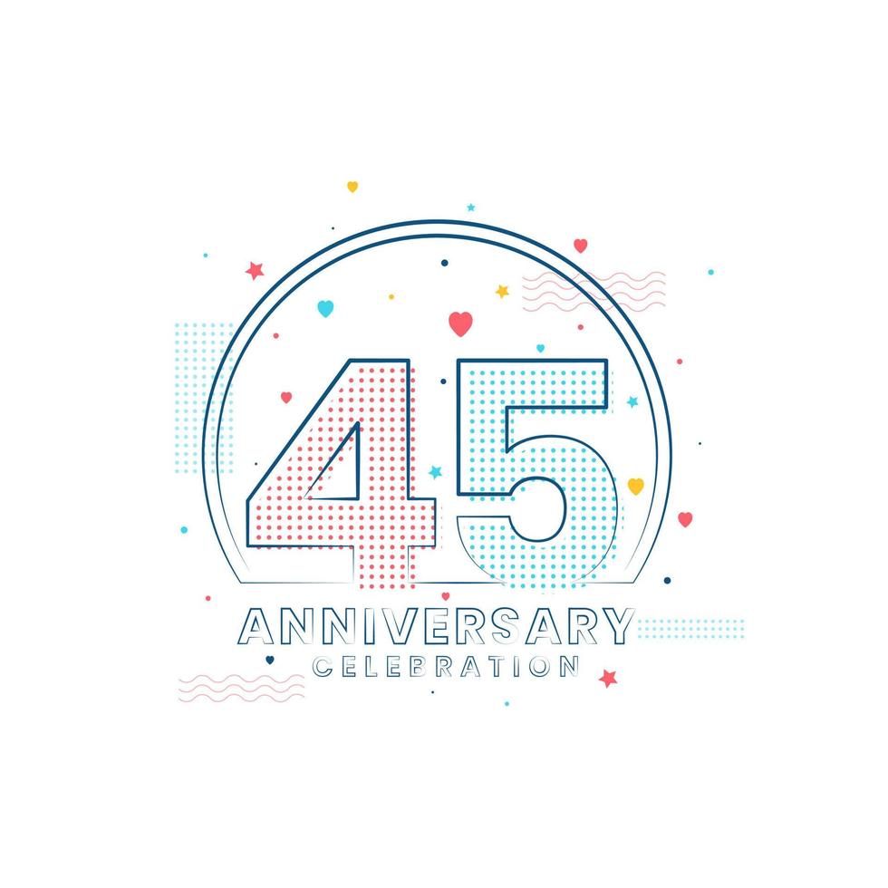 celebración del aniversario de 45 años, diseño moderno del 45 aniversario vector