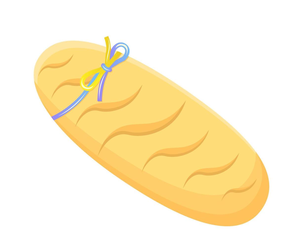 Ukrainian bread. Loaf of bread with Ukrainian ribbon. Vector illustration