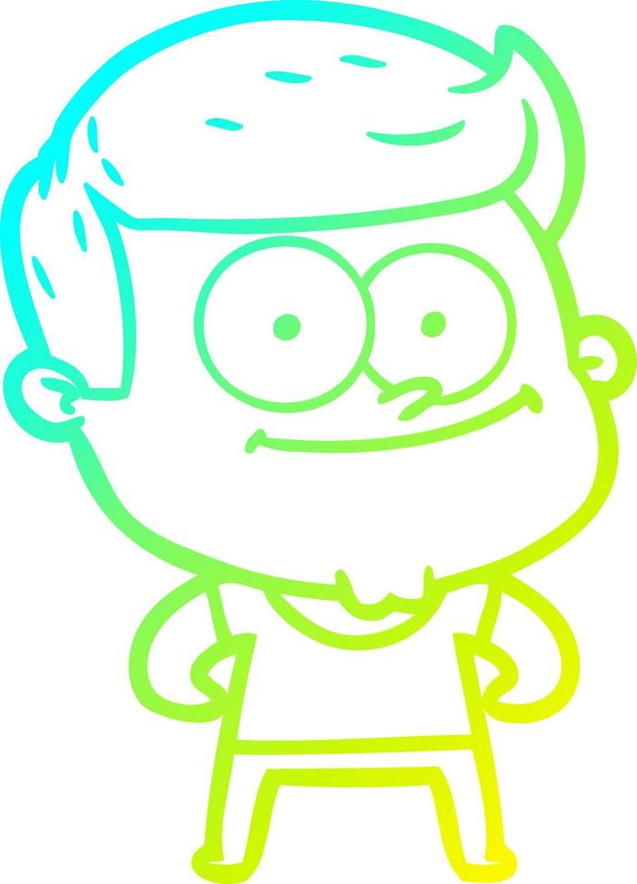 cold gradient line drawing cartoon happy man vector