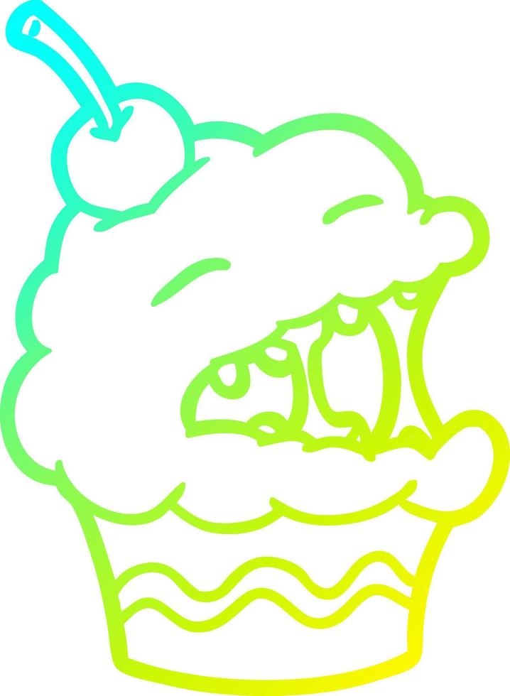 cold gradient line drawing funny cupcake vector