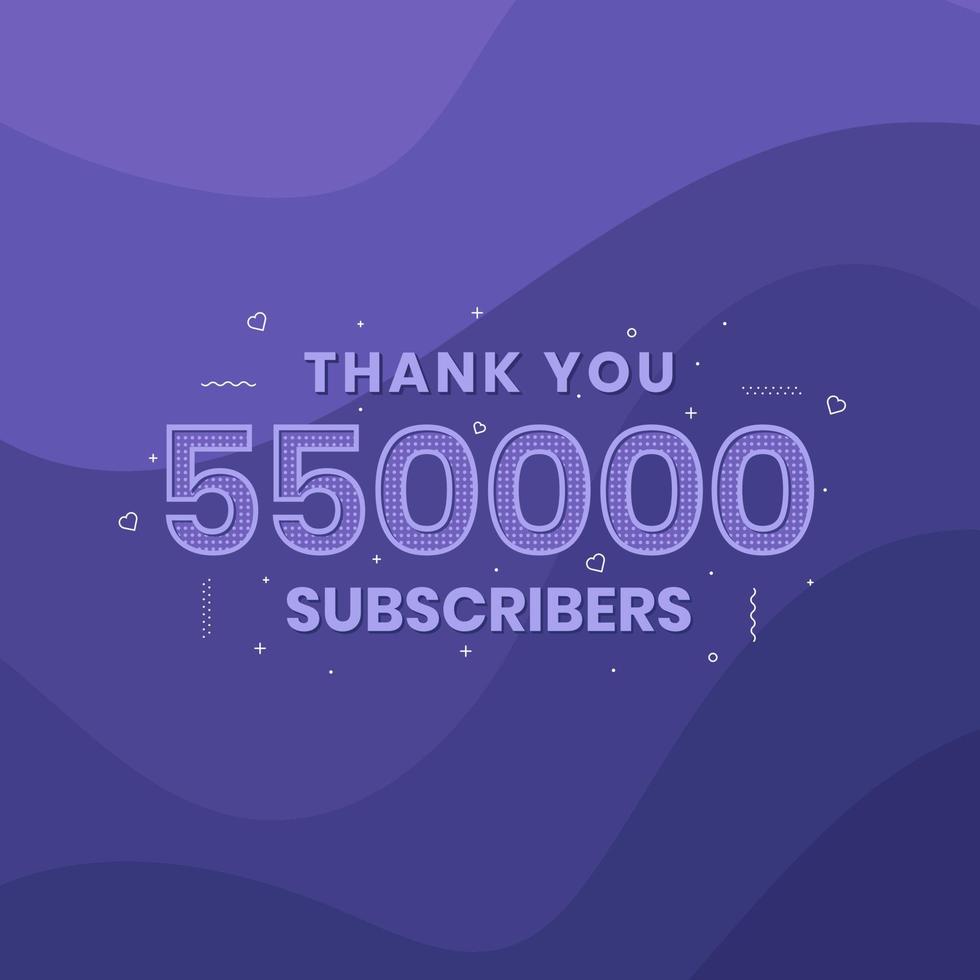 gracias 550,000 suscriptores celebración de 550k suscriptores. vector