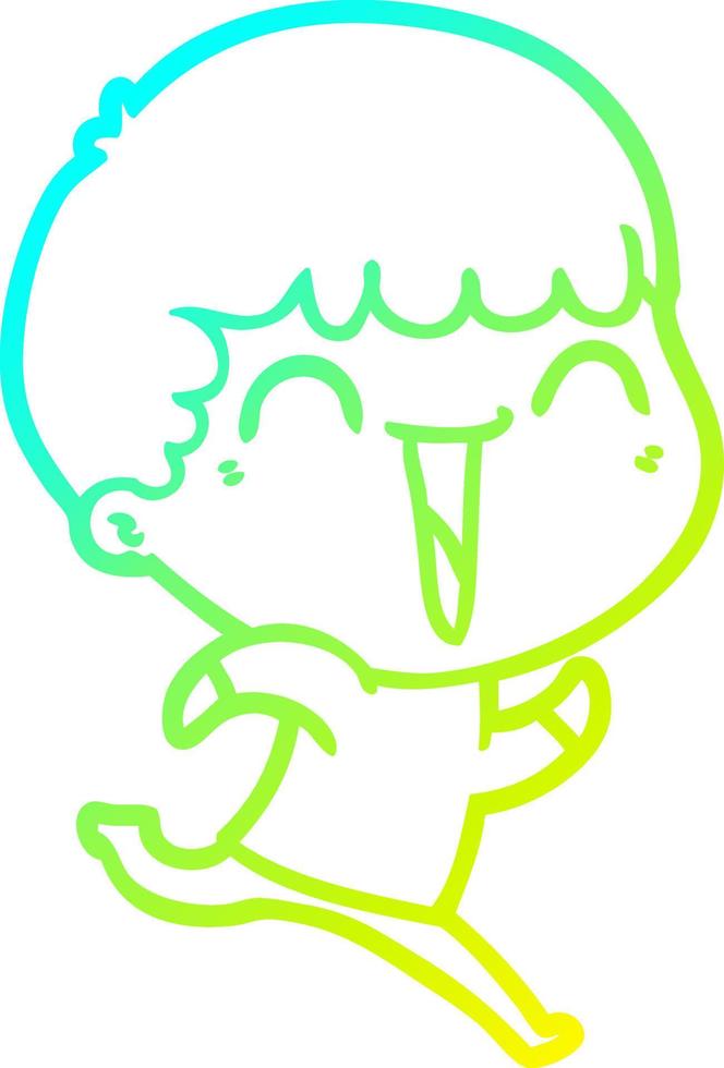 cold gradient line drawing cartoon happy man vector