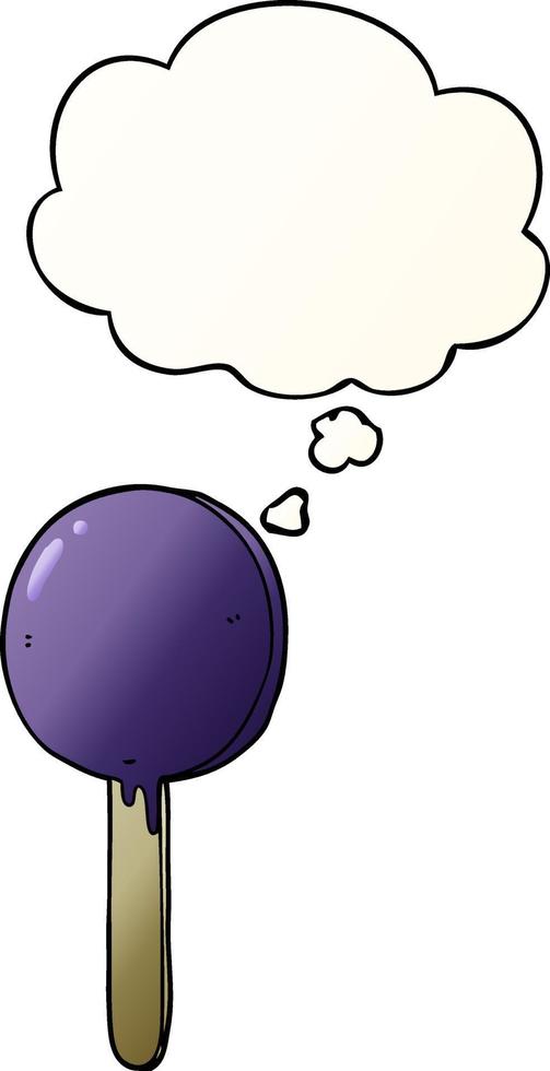 cartoon lollipop and thought bubble in smooth gradient style vector