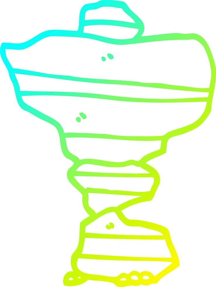 cold gradient line drawing cartoon of stacked stone vector