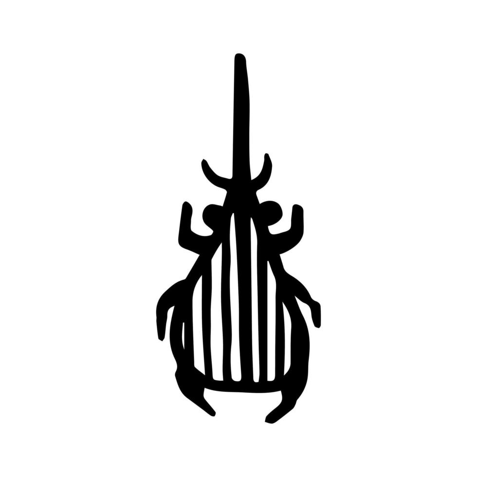 A single vector element beetle insect on a white background. Doodle illustration. Hand-drawn. Suitable for stickers, stickers, patterns, scrapbooking, fabrics, packaging.