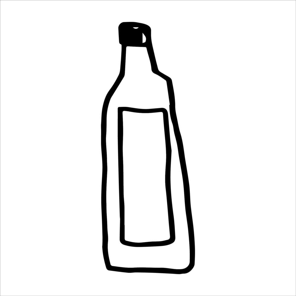 un solo elemento vectorial es una botella de vidrio sobre un fondo blanco. ilustración de garabato para menús, ilustraciones de libros, postales, estampados en tela y papel de scrapbooking. vector