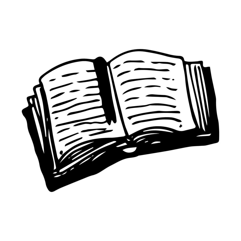 Vector illustration of an open book with a bookmark of pages. Doodle illustration. Hand-drawn. Cozy home, relaxation and relaxation. It can be used for stickers, patterns, wrapping paper, logos,
