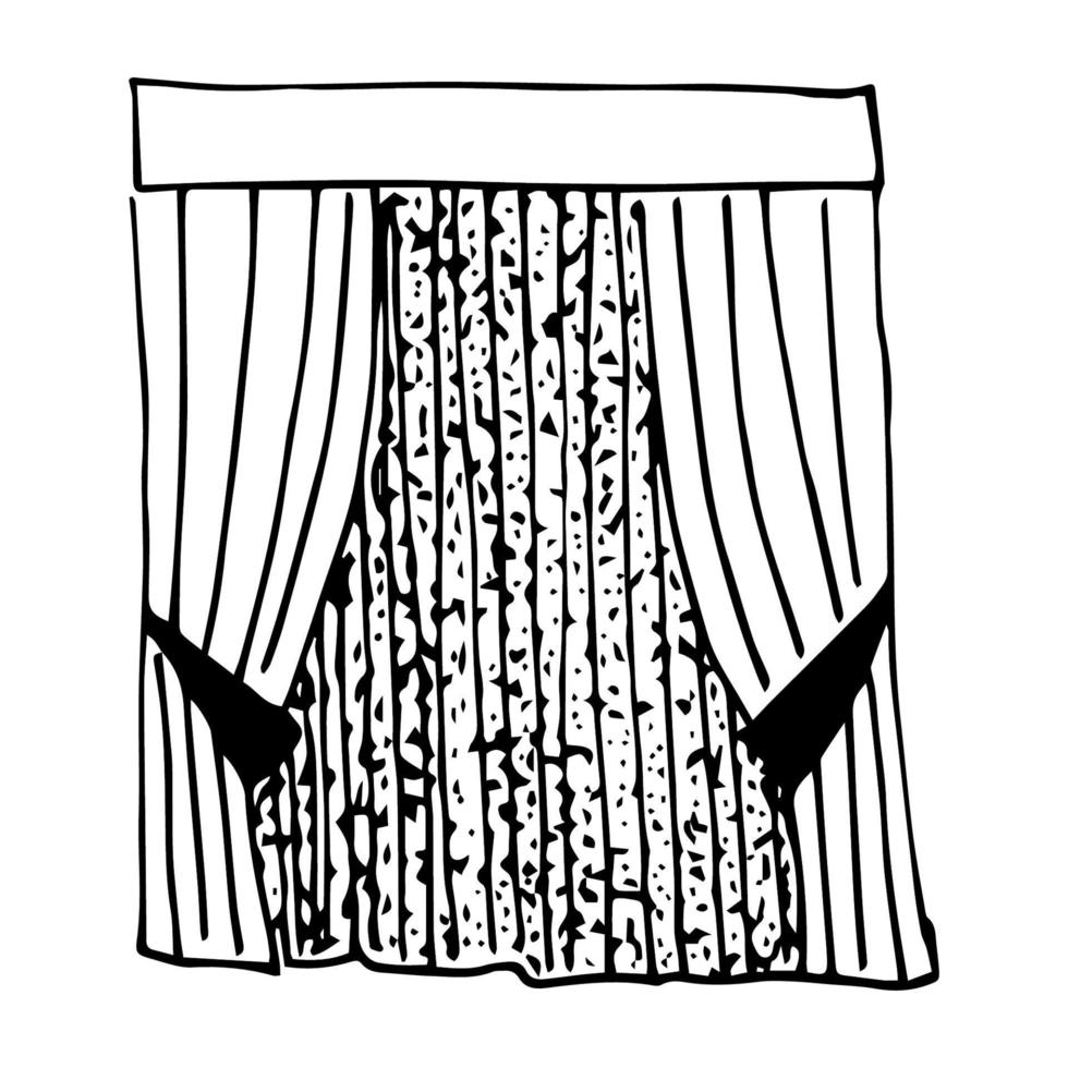 A window with curtains and a lambrequin. vector