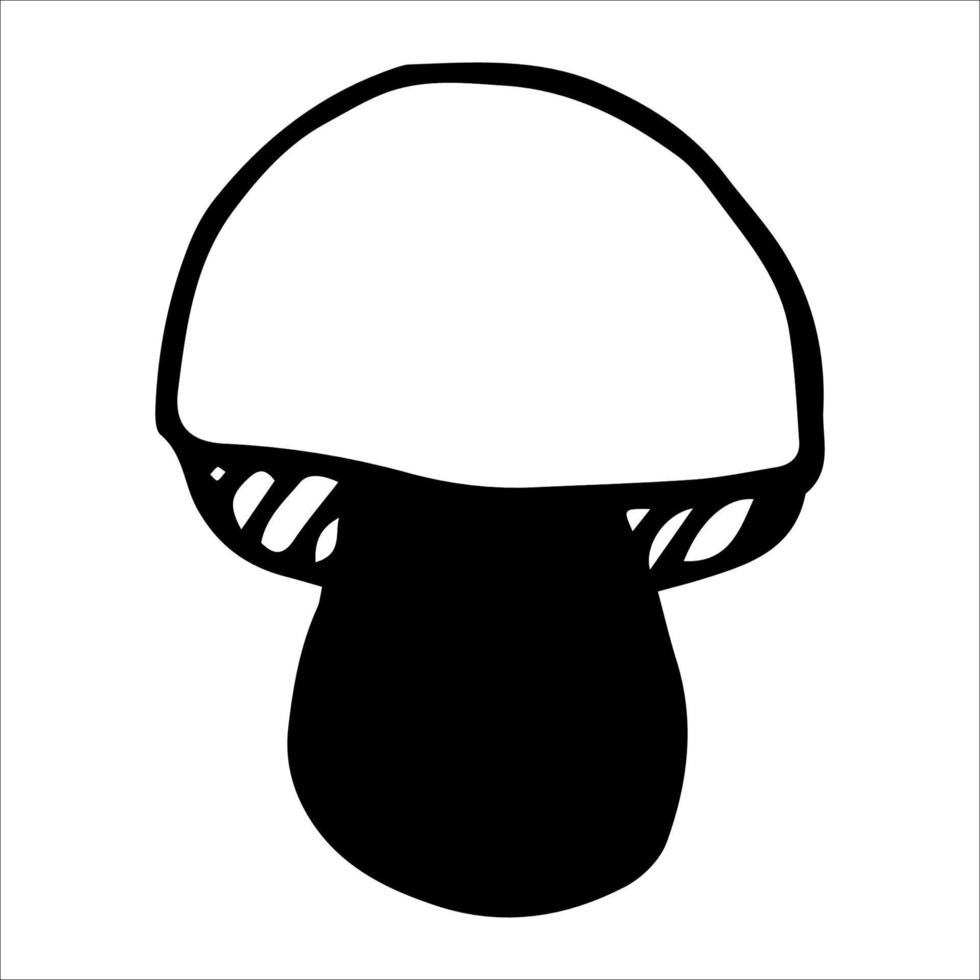 Vector element edible mushroom on Black silhouette