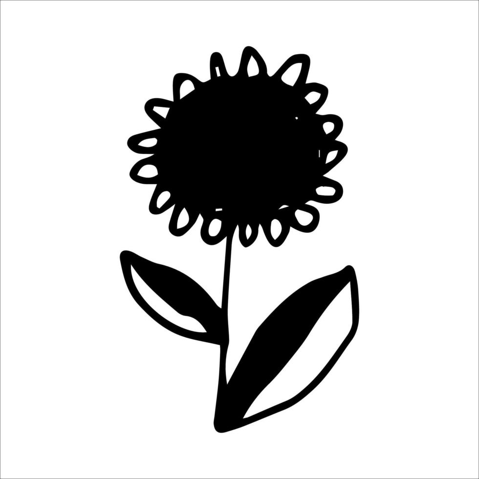 Vector single element sunflower flower on a white