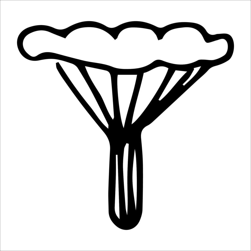 Vector element edible mushroom on Black silhouette