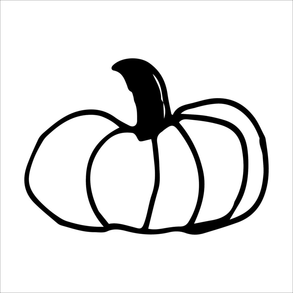 Vector single element vegetable cute oval pumpkin.