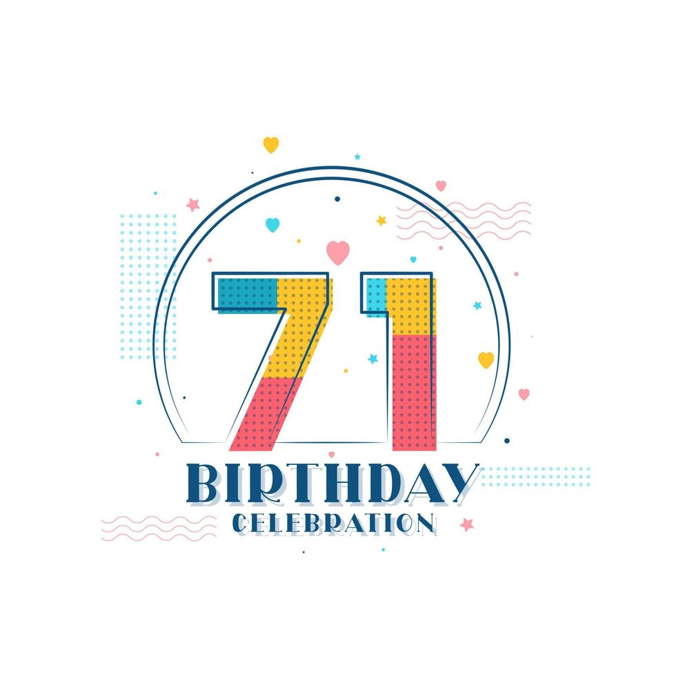 celebración de 71 cumpleaños, diseño moderno de 71 cumpleaños vector