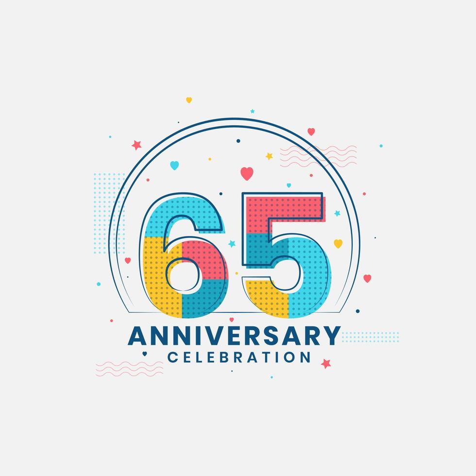 65 Anniversary celebration, Modern 65th Anniversary design vector