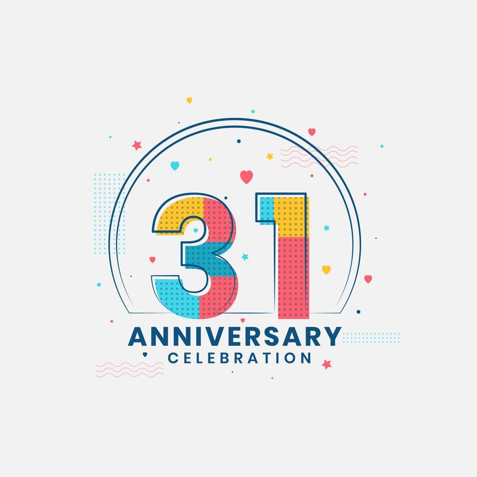 31 Anniversary celebration, Modern 31st Anniversary design vector