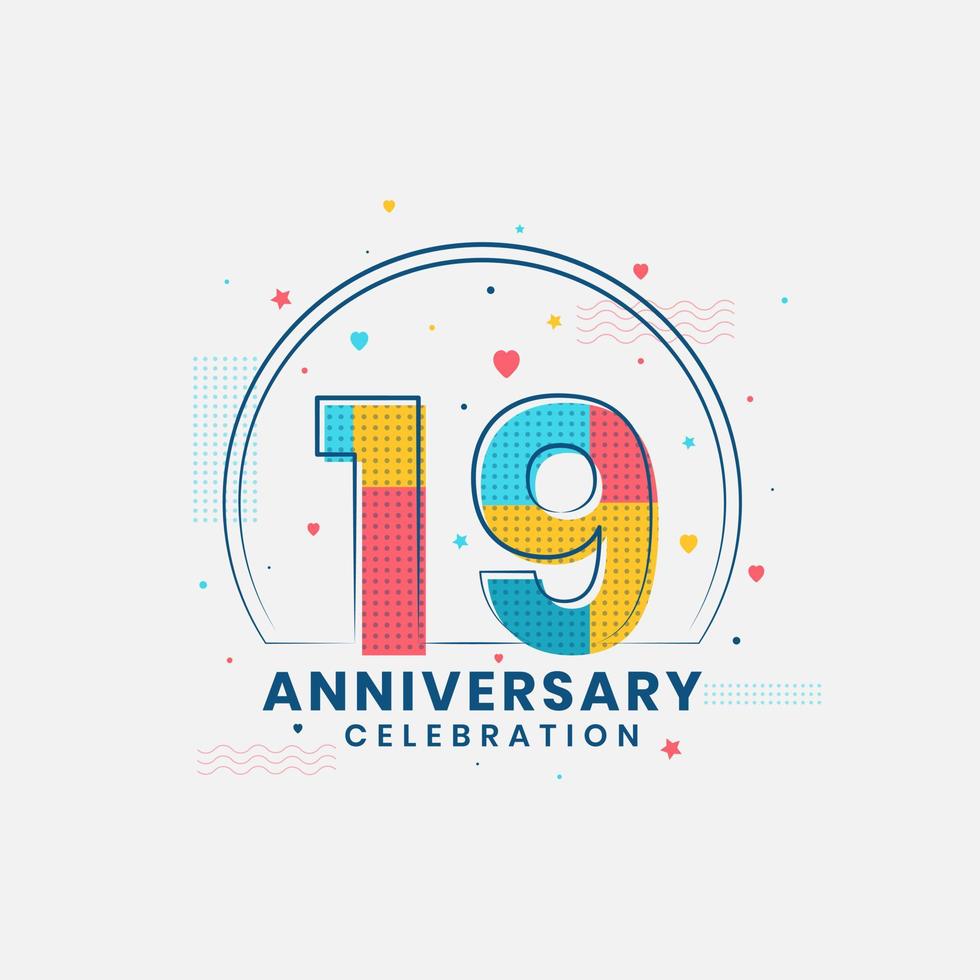 19 Anniversary celebration, Modern 19th Anniversary design vector