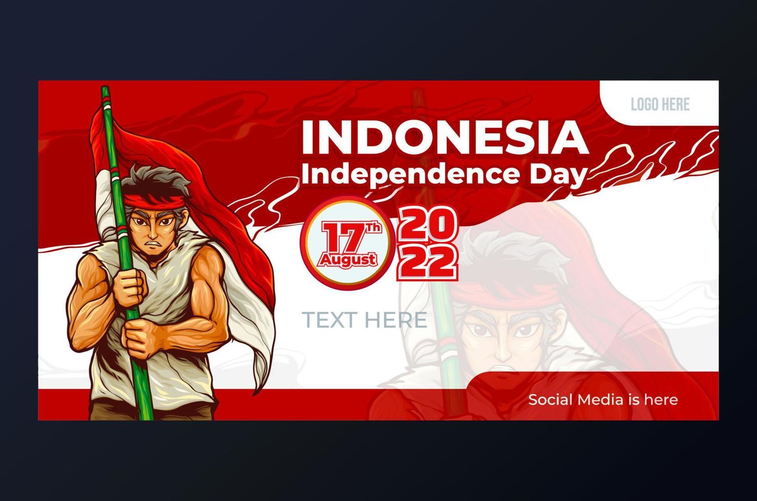 diseño de plantilla del espíritu del día de la independencia de indonesia con héroes vector