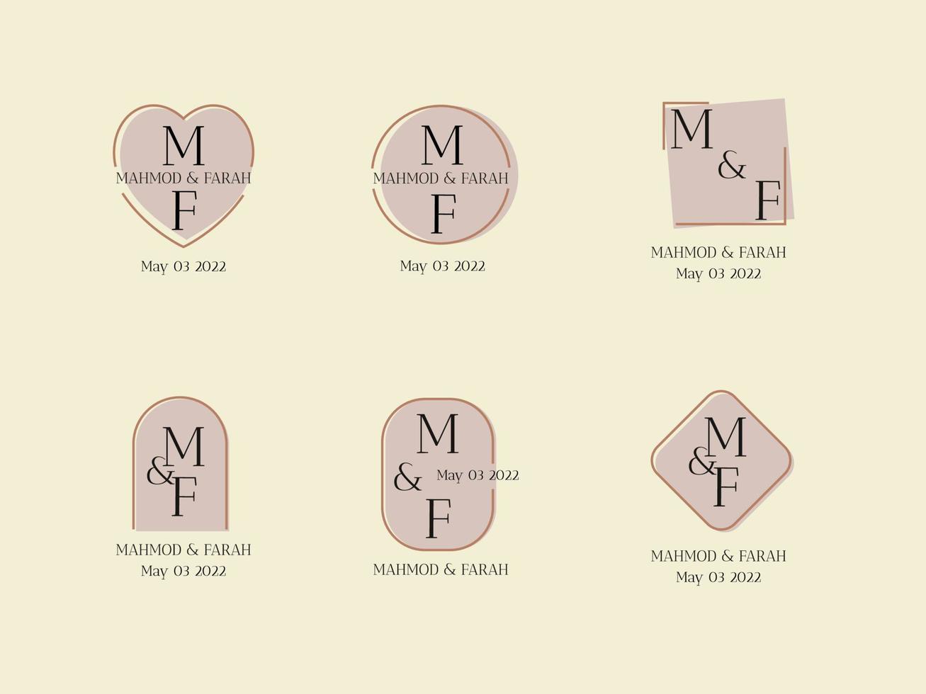 WEDDING MONOGRAM LOGO TEMPLATES COLLECTIONS SET. VECTOR DESIGN ELEMENT