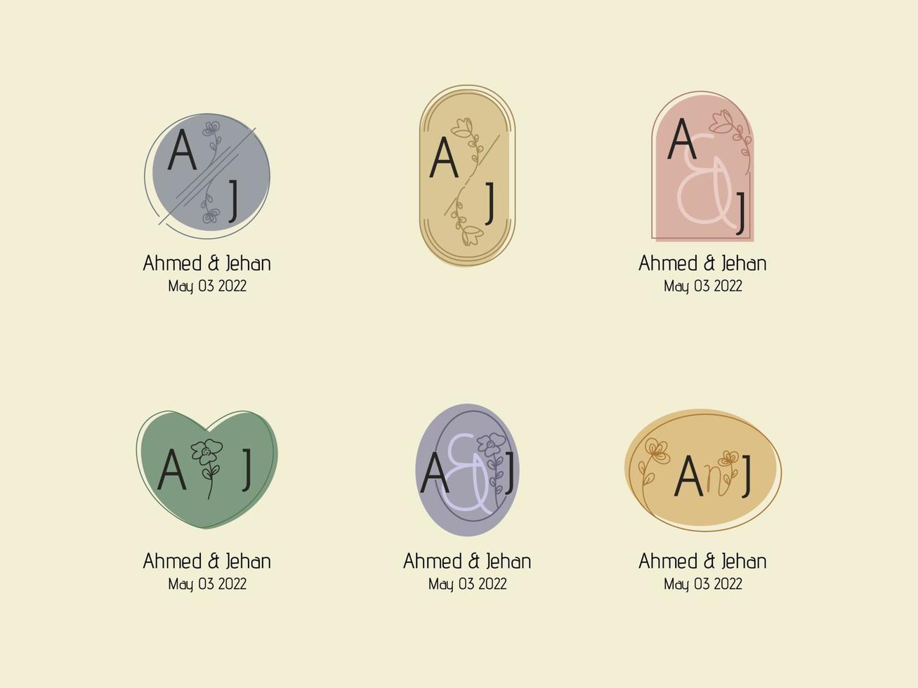 WEDDING MONOGRAM LOGO TEMPLATES COLLECTIONS SET. VECTOR DESIGN ELEMENT