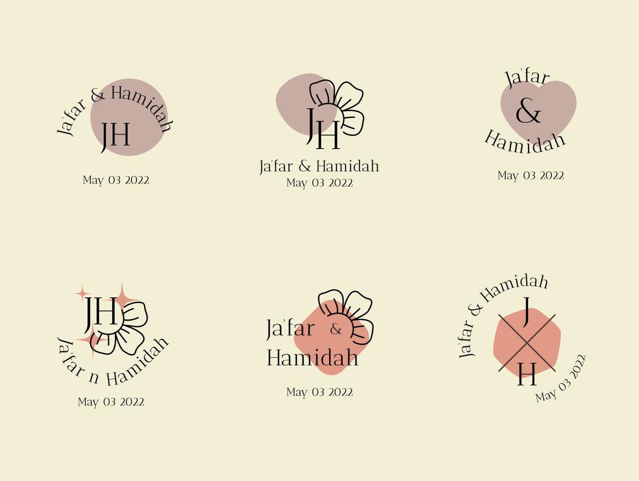 WEDDING MONOGRAM LOGO TEMPLATES COLLECTIONS SET. VECTOR DESIGN ELEMENT