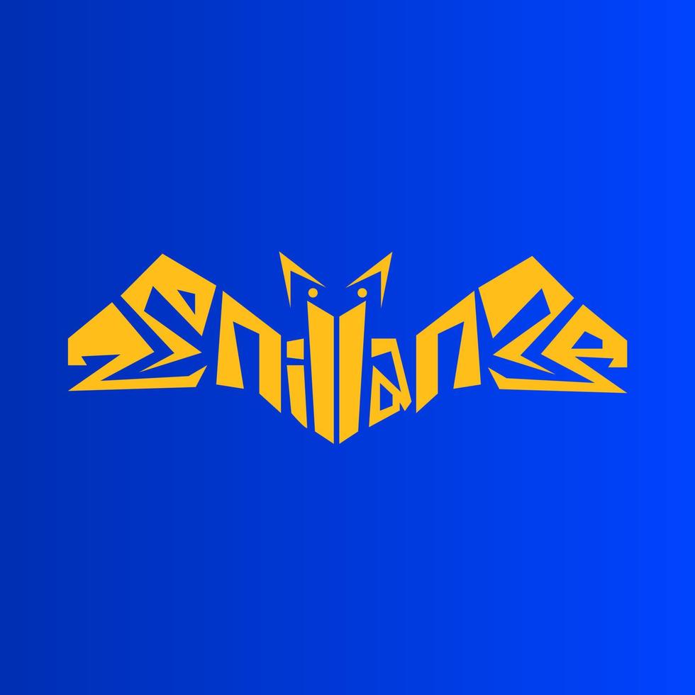 plantilla de logotipo amarillo azul formando un murciélago vector