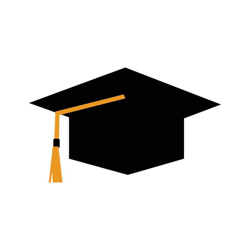 sombrero de graduación que es un símbolo de inteligencia, logro, celebración. silueta de una toga negra sobre un fondo blanco. símbolos editables en formato eps10. vector
