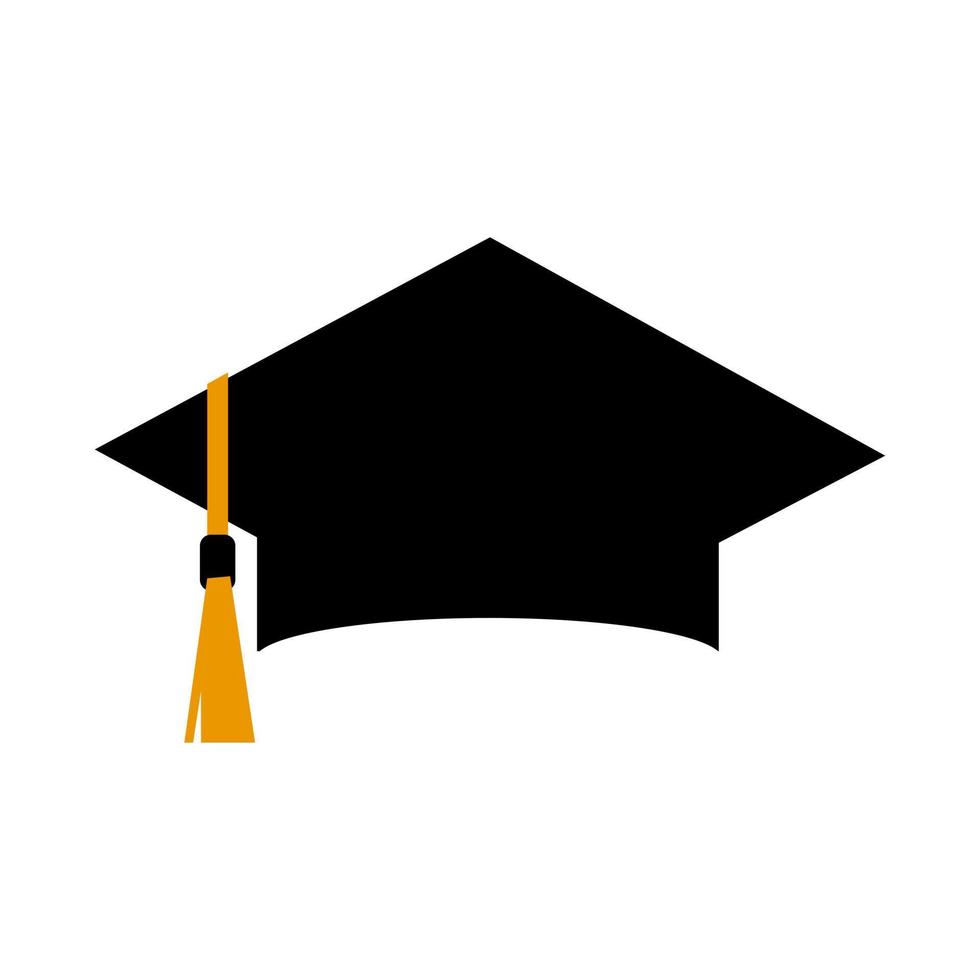 sombrero de graduación que es un símbolo de inteligencia, logro. silueta de una toga negra sobre un fondo blanco. símbolos editables en formato eps10. vector