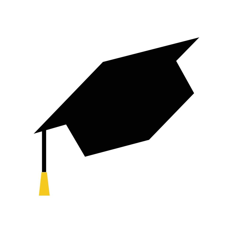 silueta de gorra de graduación de estudiante de último año. silueta de una toga negra sobre un fondo blanco. símbolo de icono de educación superior editable en formato eps10 vector