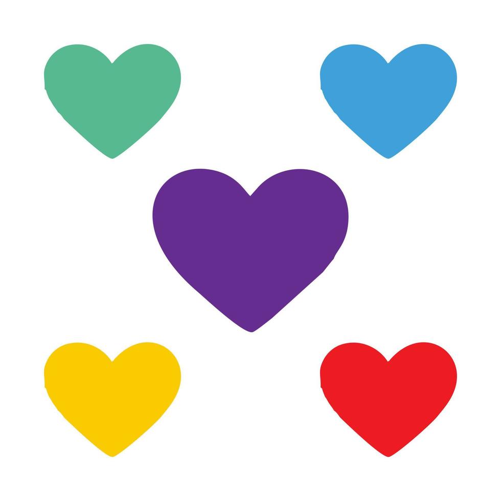 símbolo del corazón en varias variantes de color. un icono simple en forma de corazón como símbolo de amor y un símbolo para celebrar el día de san valentín. vector editable en formato eps10