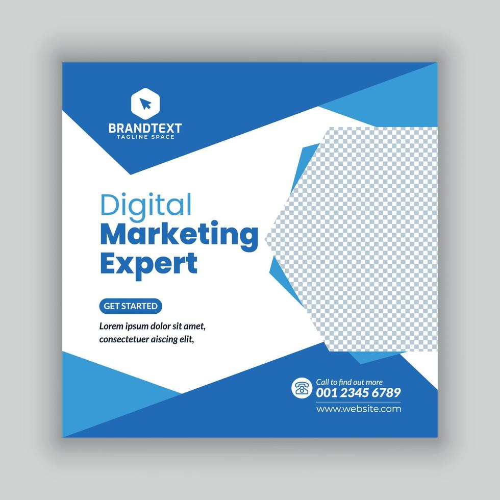 Corporate and digital marketing agency social media post template vector