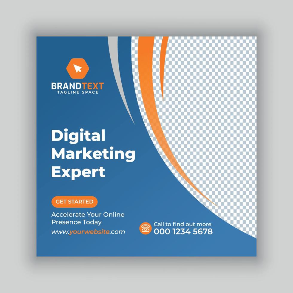 Corporate and digital marketing agency social media post template vector