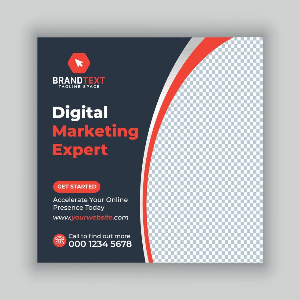 Corporate and digital marketing agency social media post template vector