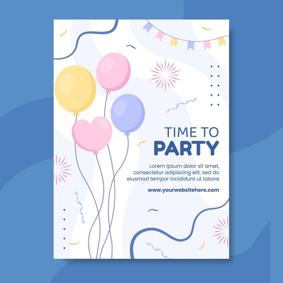 White Party Poster Template Hand Drawn Cartoon Background Vector Illustration