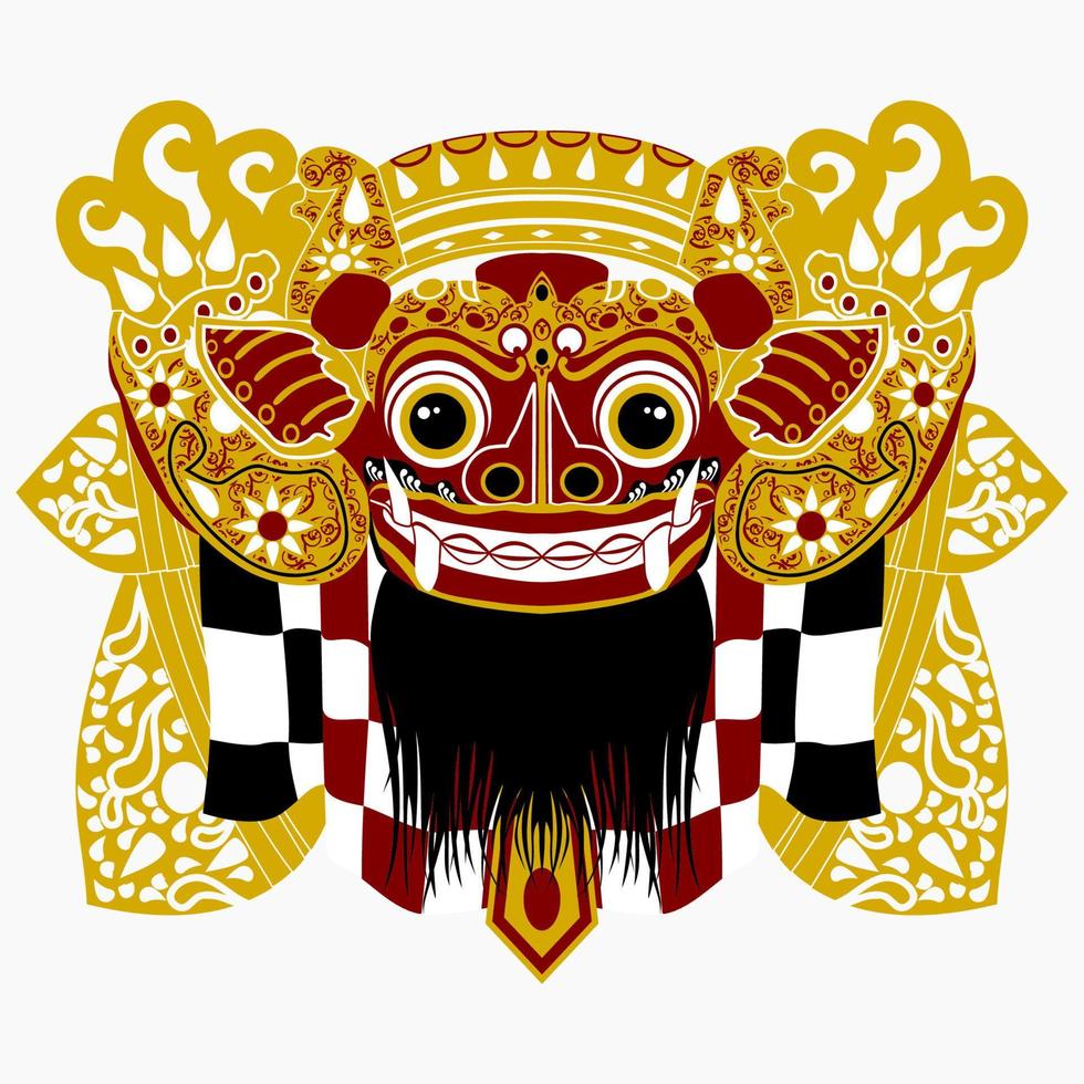 Editable Balinese Barong Vector Illustration in Flat Style for Indonesian Balinese Culture Tradition and History Related Design