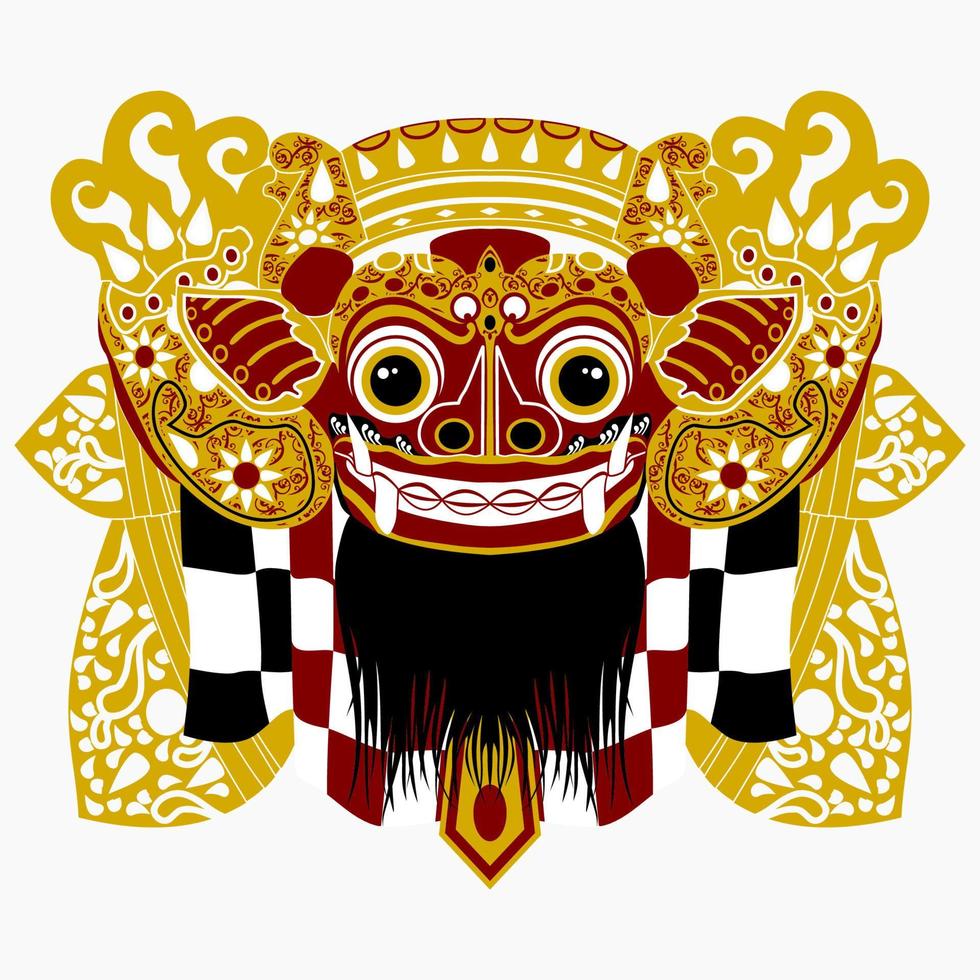 Editable Balinese Barong Vector Illustration in Flat Style for Indonesian Balinese Culture Tradition and History Related Design