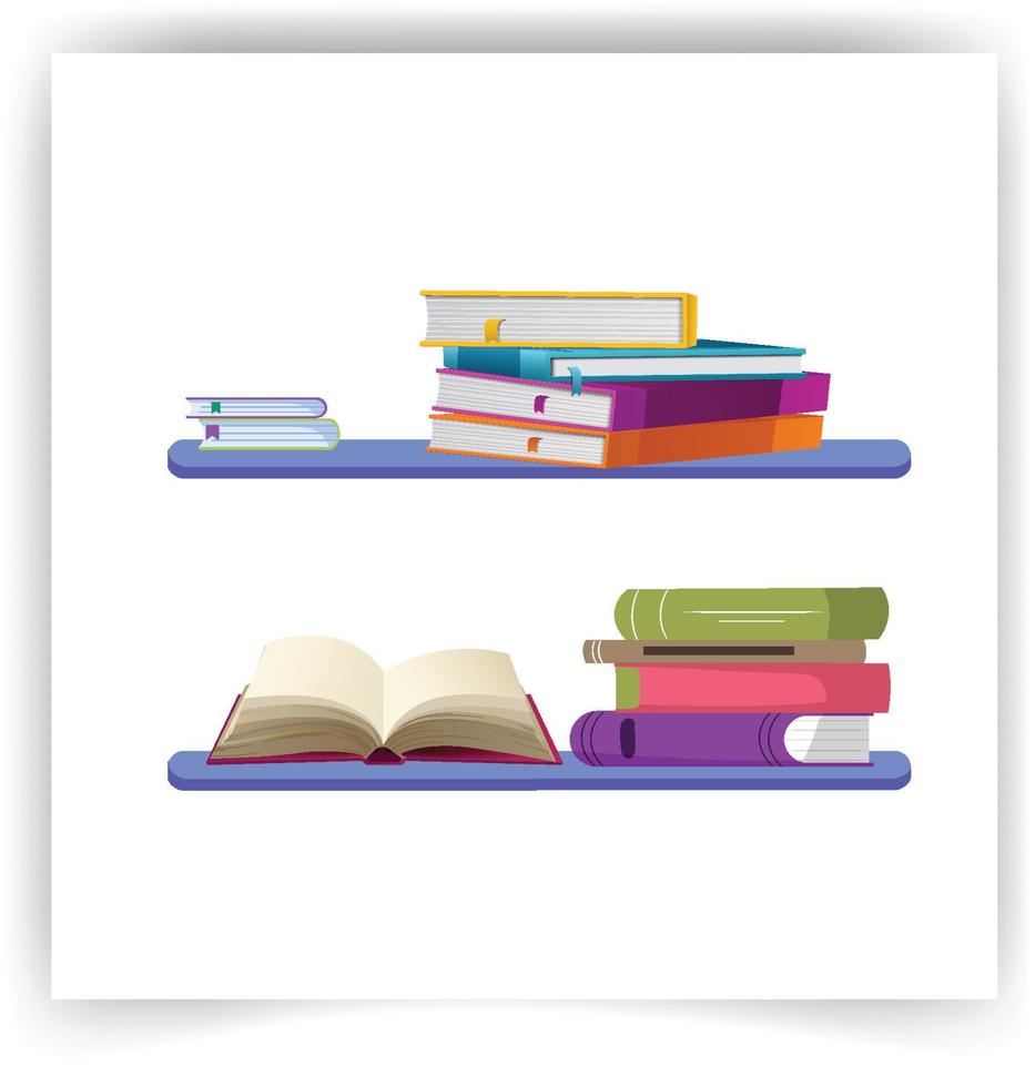 Set of books, flat design style. Vector illustration.