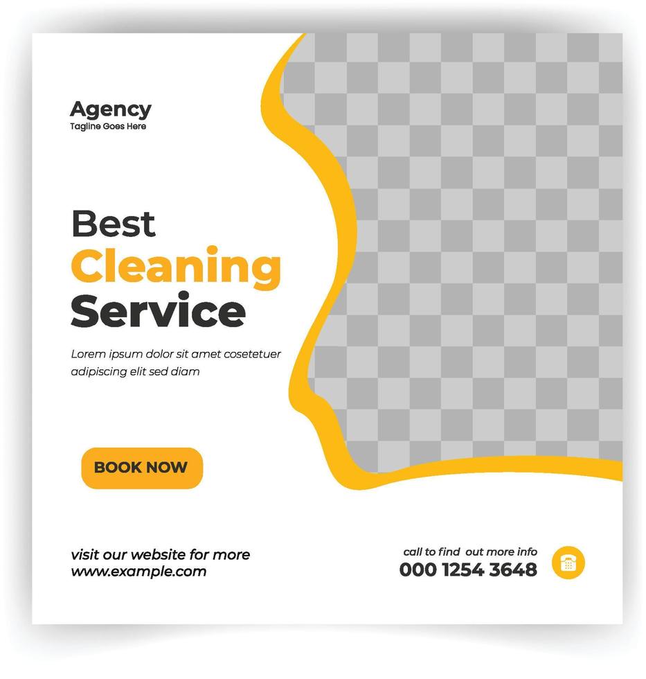 Home cleaning service social media post template and Commercial and residential cleaning service promotion banner vector