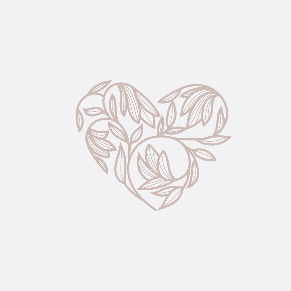 beautiful linear floral heart vector