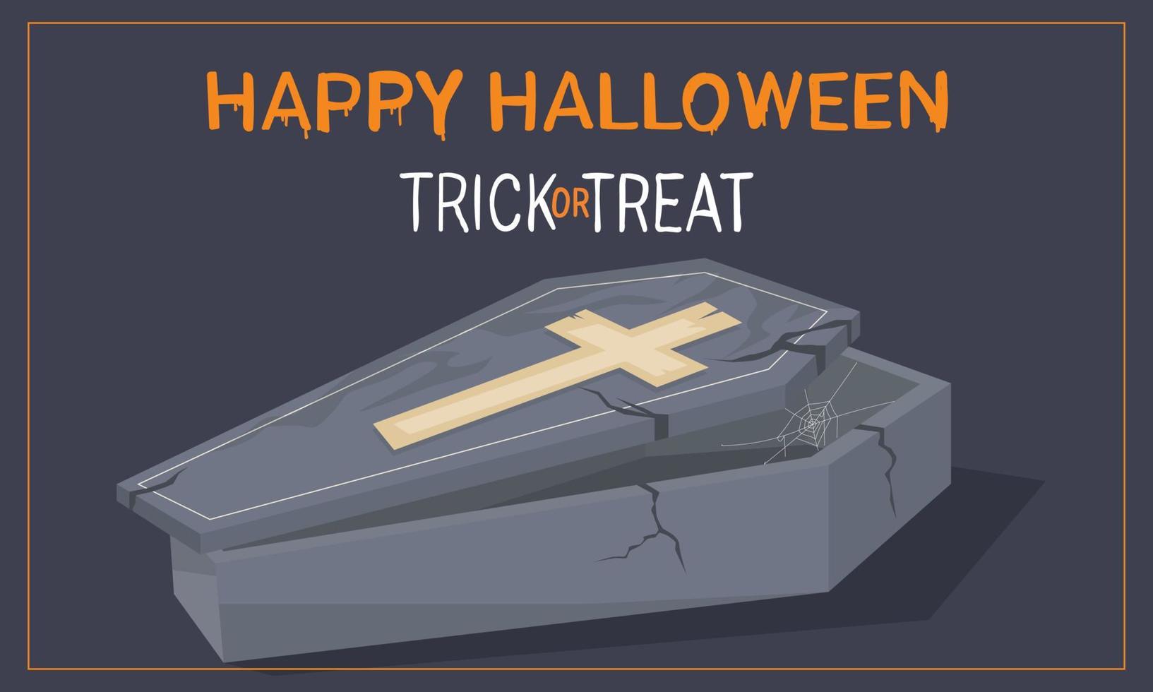 Happy halloween coffin with a cross illustration vector