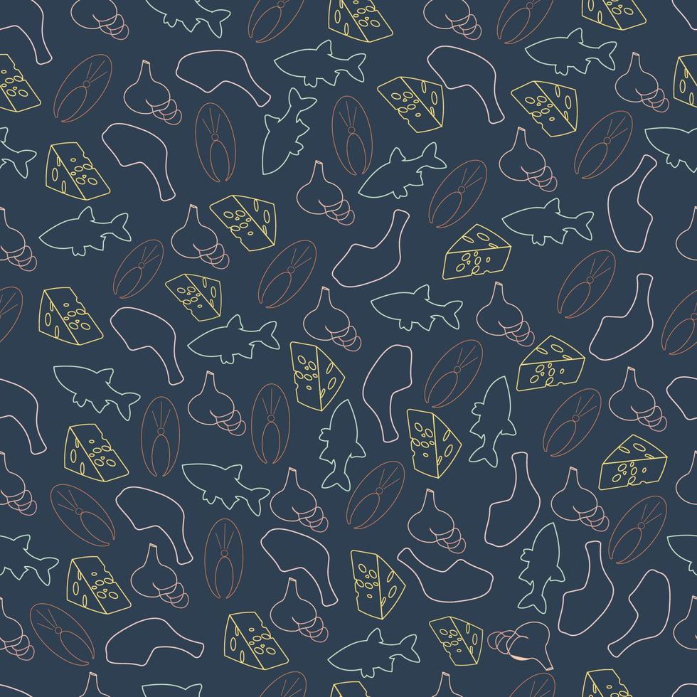 seamless pattern of contour colored icons vector