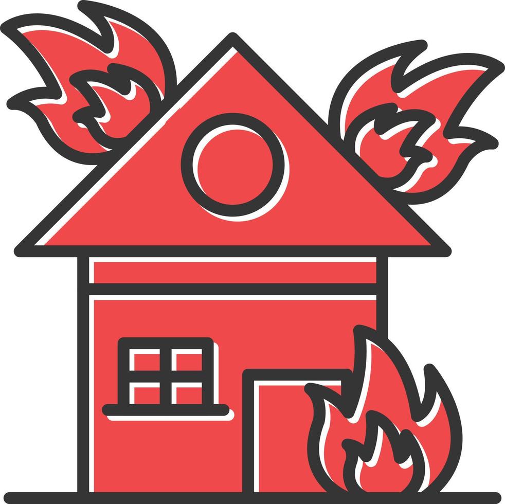 House On Fire Filled Retro vector