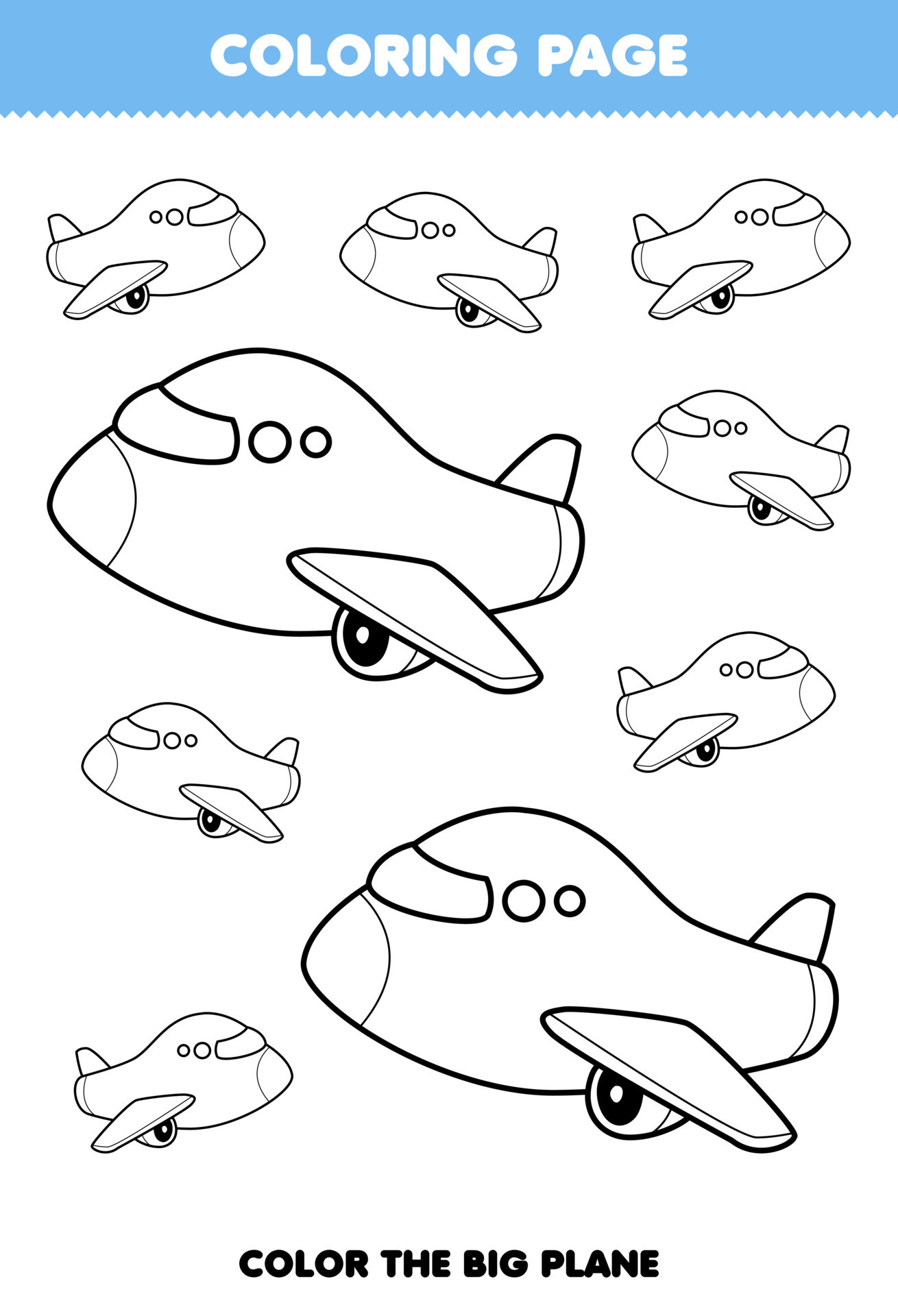 Education game for children coloring page big or small picture of cute cartoon plane transportation line art printable worksheet 10067081 Vector Art at Vecteezy Education game for children coloring page big or small picture of cute cartoon plane transportation line art printable worksheet 10067081 Vector Art at Vecteezy