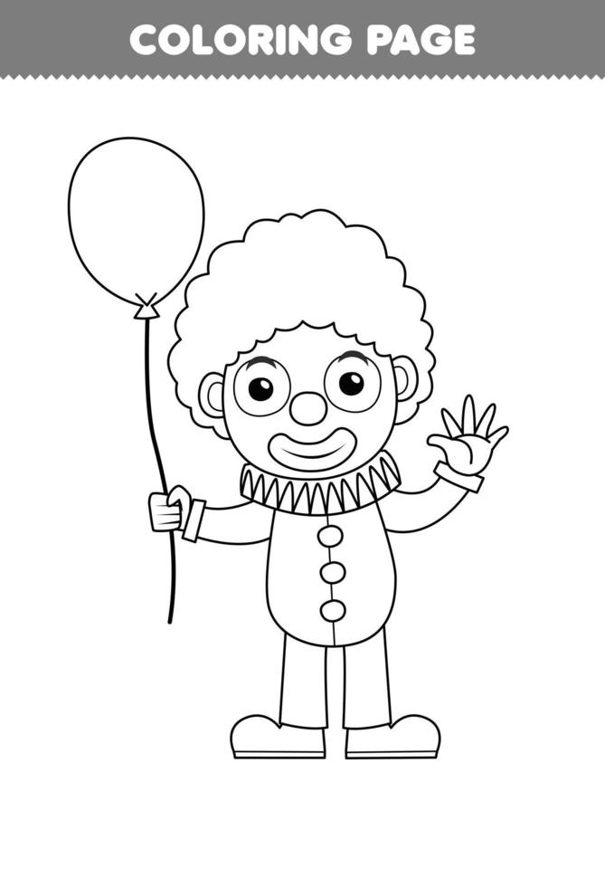 Education game for children coloring page of cute cartoon clown line