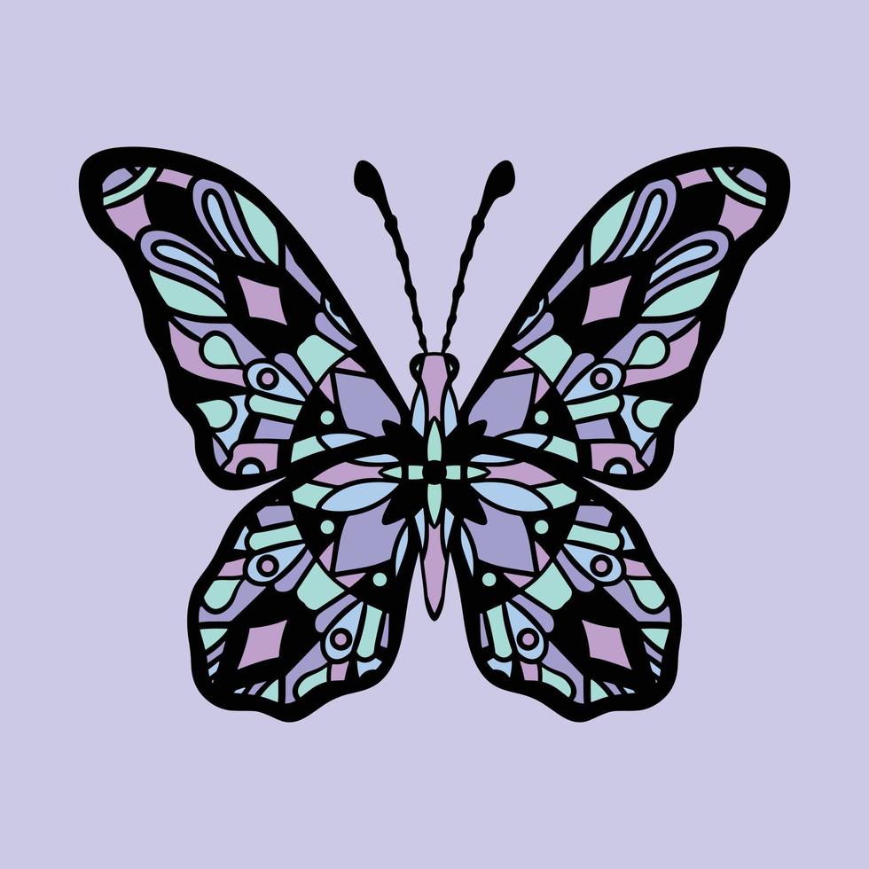 mariposa mandala arte abstracto colorido único estilo patrón premium vector