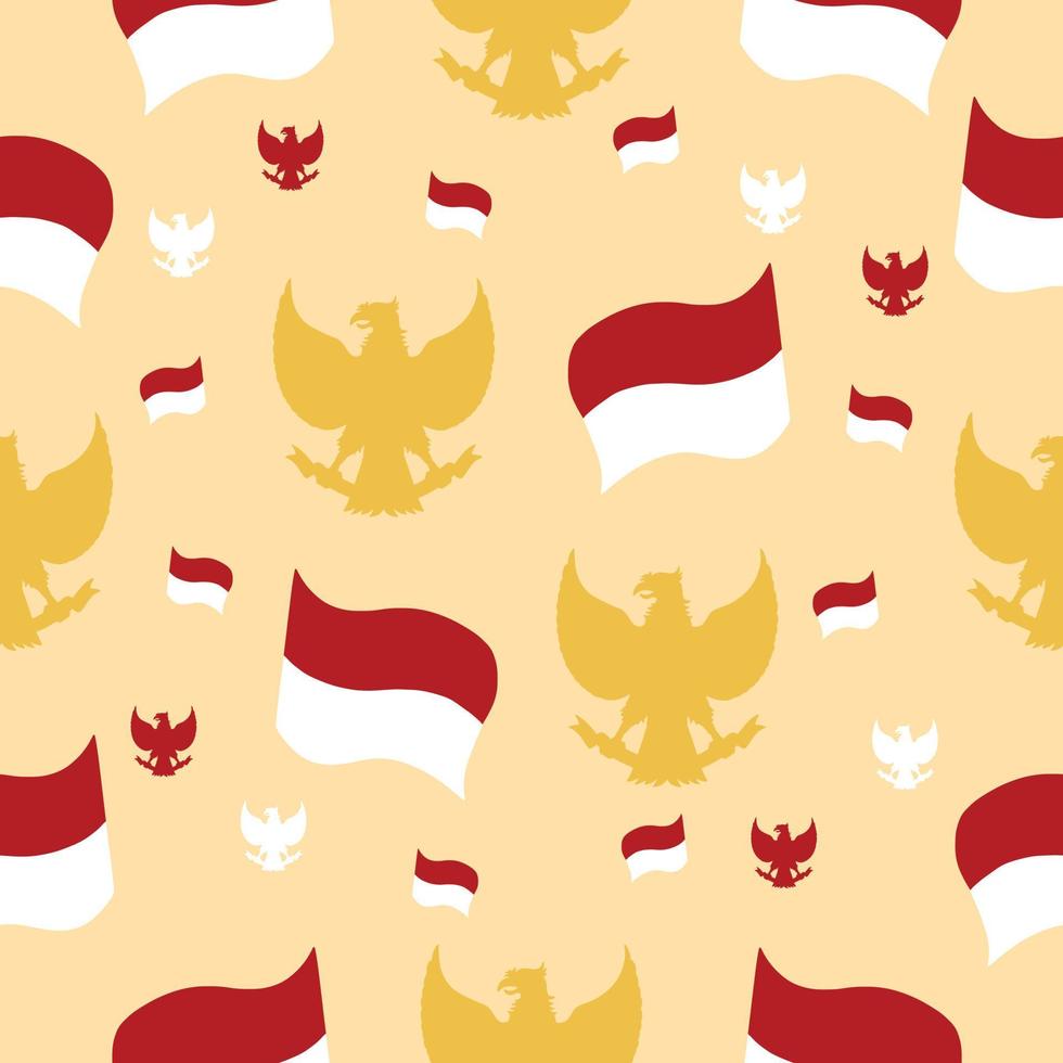 Indonesia Independence Day seamless pattern flag and pancasila premium vector