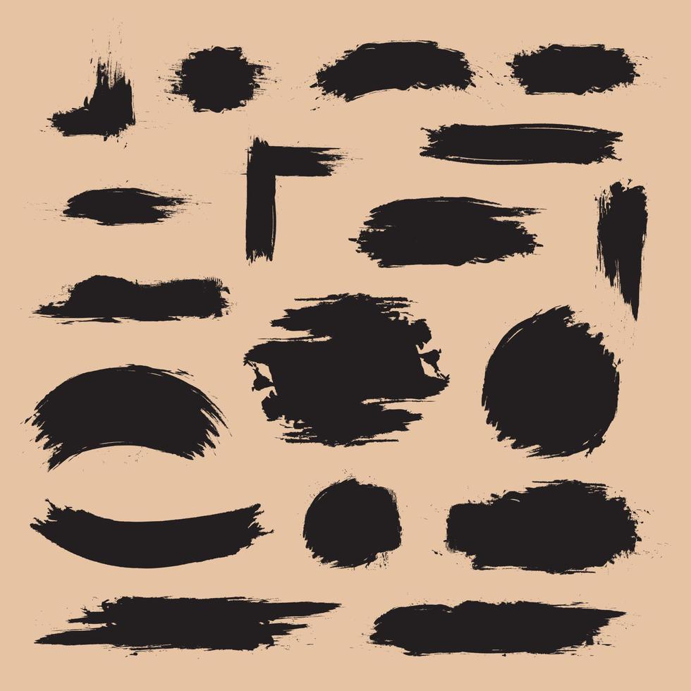 Ink brush stroke collection. Vector illustration